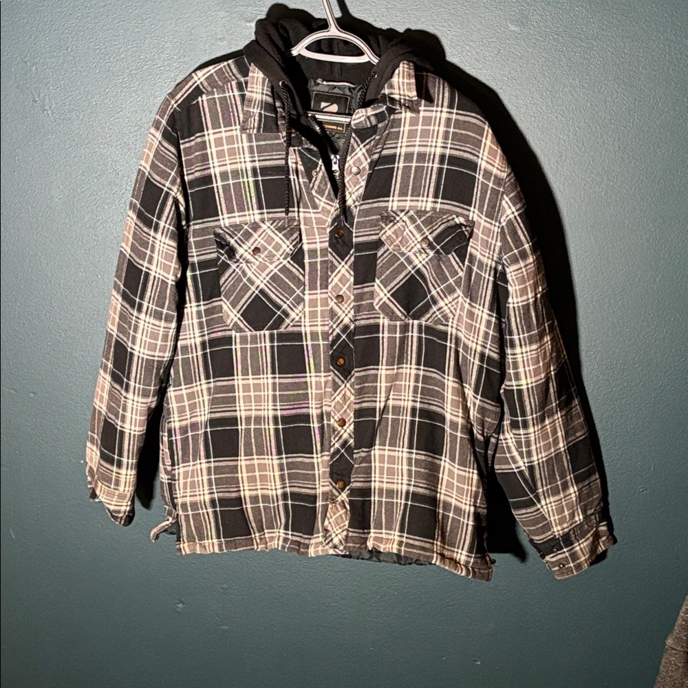 BC Clothing  Men's Hooded Quilted Flannel Jacket Size Medium